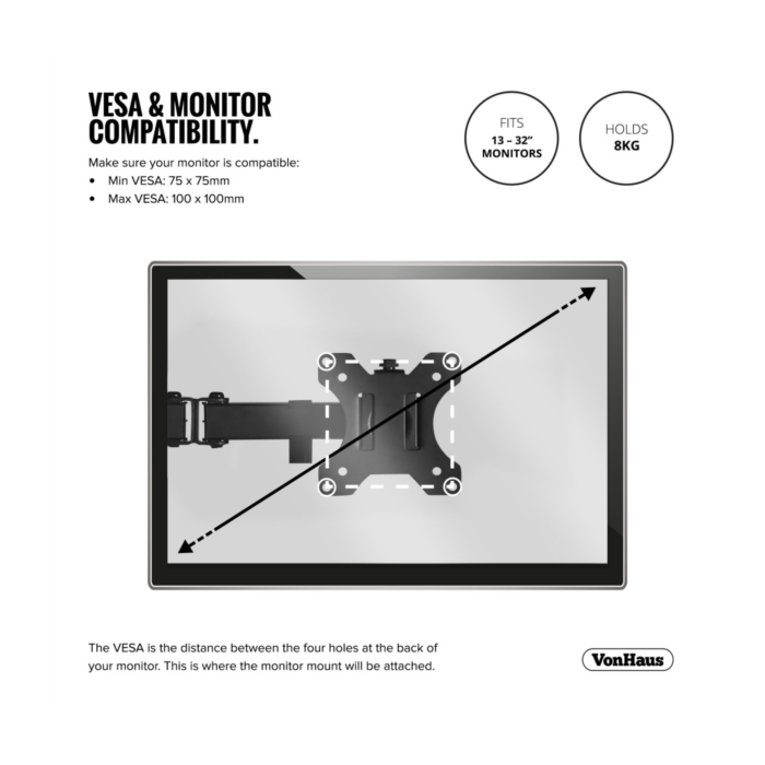 VonHaus enojni namizni nosilec za monitor (13-32) VonHaus enojni namizni nosilec za monitor (13-32)