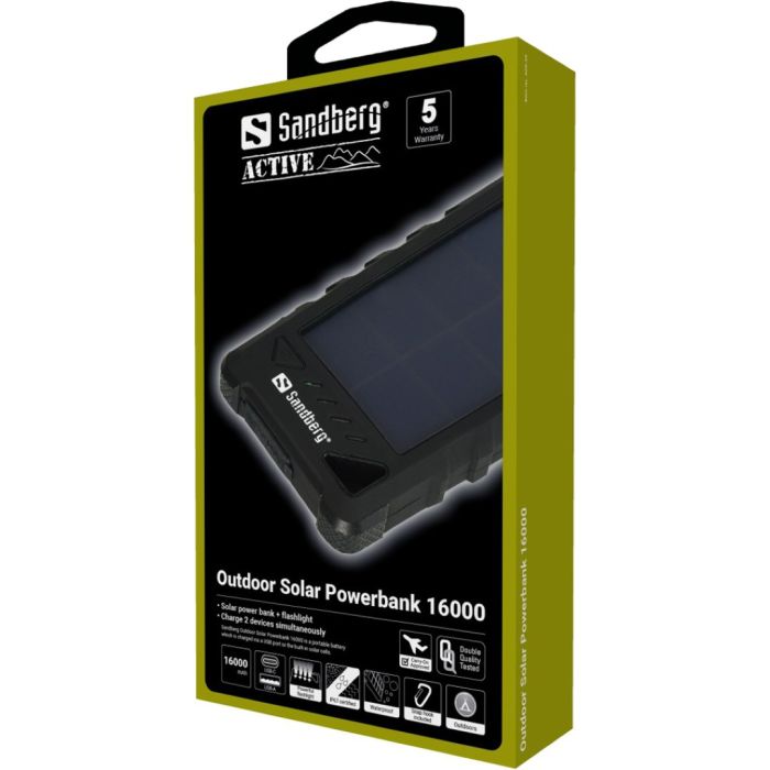 Sandberg Outdoor Solar Powerbank 16000 IP67 solarna prenosna baterija Sandberg Outdoor Solar Powerbank 16000 IP67 solarna prenosna baterija