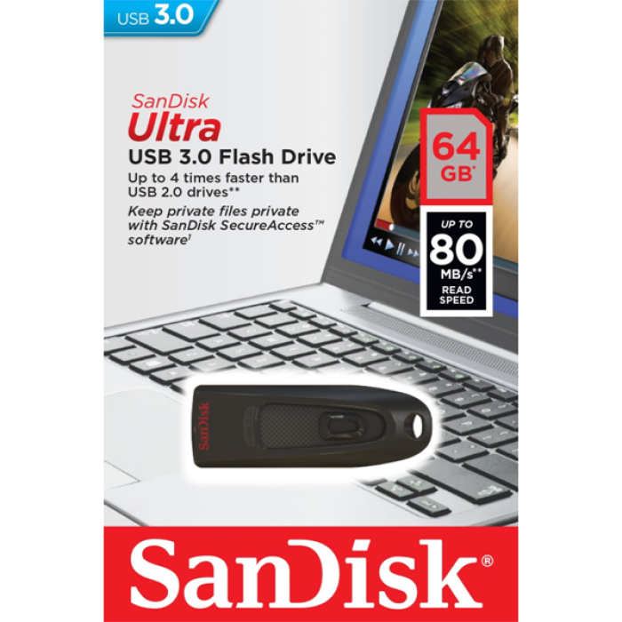 Sandisk Ultra 64GB USB3.0 črn spominski ključek Sandisk Ultra 64GB USB3.0 črn spominski ključek