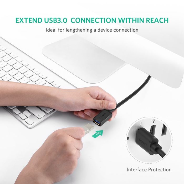 Ugreen USB 3.0 podaljšek (M na Ž) črn 2m - polybag Ugreen USB 3.0 podaljšek (M na Ž) črn 2m - polybag