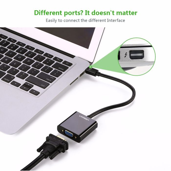 Ugreen Mini Display Port na VGA Converter črn 15cm - box Ugreen Mini Display Port na VGA Converter črn 15cm - box