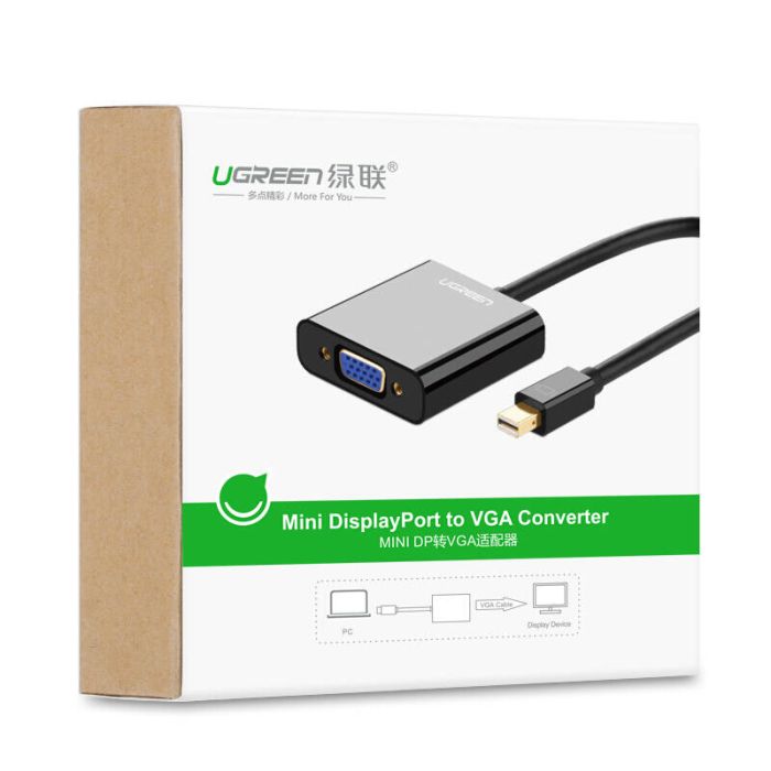 Ugreen Mini Display Port na VGA Converter črn 15cm - box Ugreen Mini Display Port na VGA Converter črn 15cm - box
