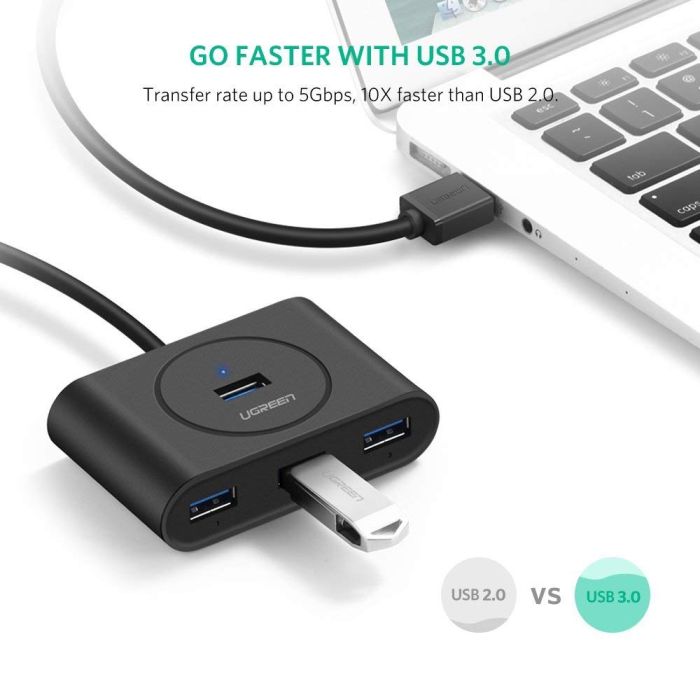 Ugreen USB 3.0 4 Ports Hub črn 0,5m - box Ugreen USB 3.0 4 Ports Hub črn 0,5m - box