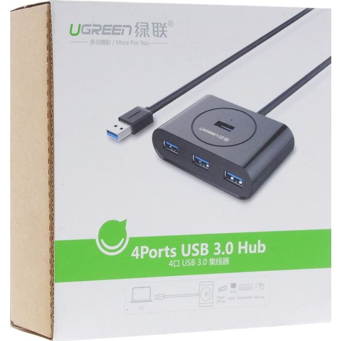 Ugreen USB 3.0 4 Ports Hub črn 0,5m - box Ugreen USB 3.0 4 Ports Hub črn 0,5m - box