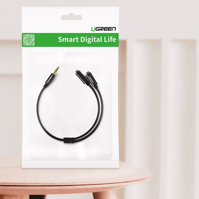 Ugreen adapter 3.5mm (M) na 2x avdio (Ž) črn - polybag Ugreen adapter 3.5mm (M) na 2x avdio (Ž) črn - polybag