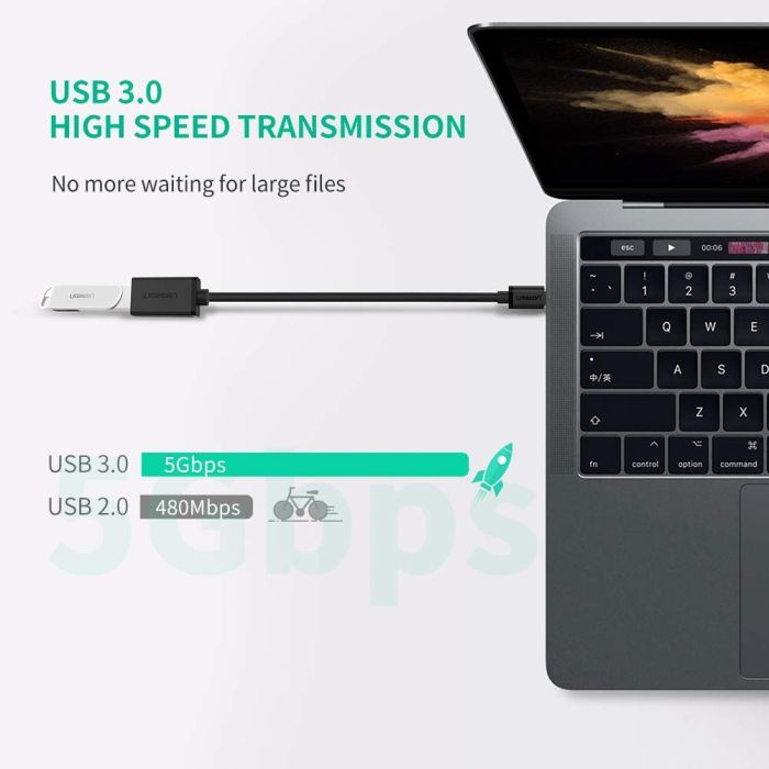 Ugreen USB-C (M) na USB 3.0 (Ž) OTG kabel črn - polybag Ugreen USB-C (M) na USB 3.0 (Ž) OTG kabel črn - polybag