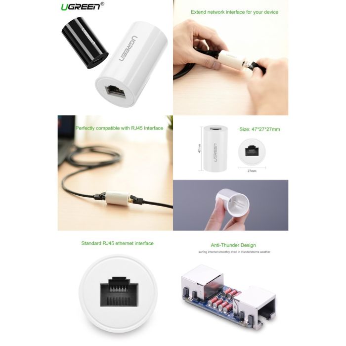 Ugreen Protinapetostni RJ45 ethernet konektor črn - polybag Ugreen Protinapetostni RJ45 ethernet konektor črn - polybag