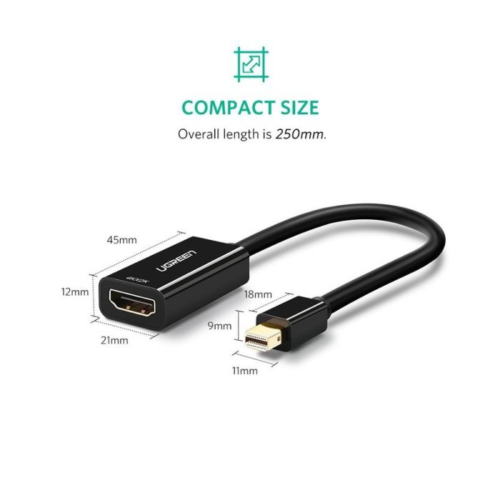Ugreen Mini DisplayPort na HDMI (Ž) 4K adapter črn - box Ugreen Mini DisplayPort na HDMI (Ž) 4K adapter črn - box