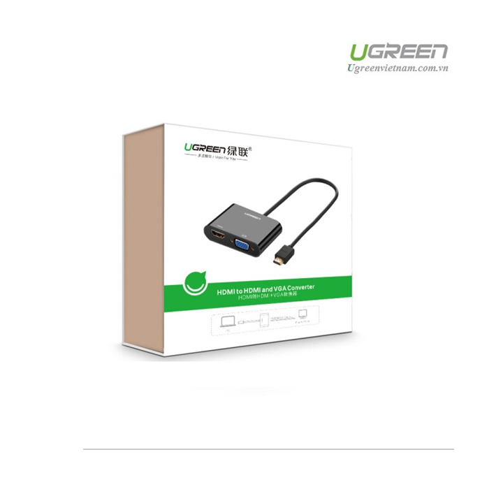 Ugreen HDMI na VGA+HDMI adapter črn - box Ugreen HDMI na VGA+HDMI adapter črn - box