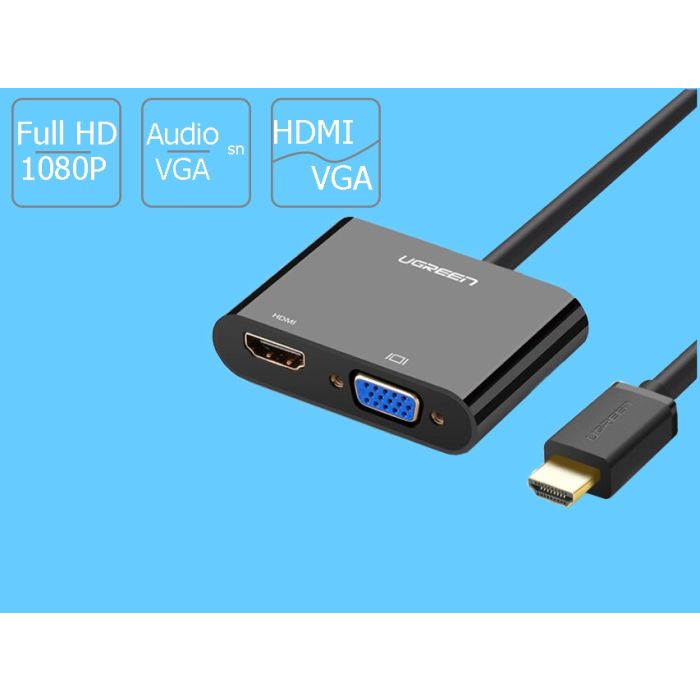 Ugreen HDMI na VGA+HDMI adapter črn - box Ugreen HDMI na VGA+HDMI adapter črn - box