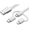 Ugreen USB 2.0 na Micro USB+Lightning+Type C (3 v 1) podatkovni kabel pleten 1,5m Ugreen USB 2.0 na Micro USB+Lightning+Type C (3 v 1) podatkovni kabel pleten 1,5m