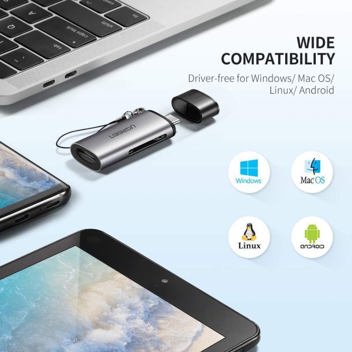 Ugreen USB-C OTG čitalec kartic TF/SD - box Ugreen USB-C OTG čitalec kartic TF/SD - box