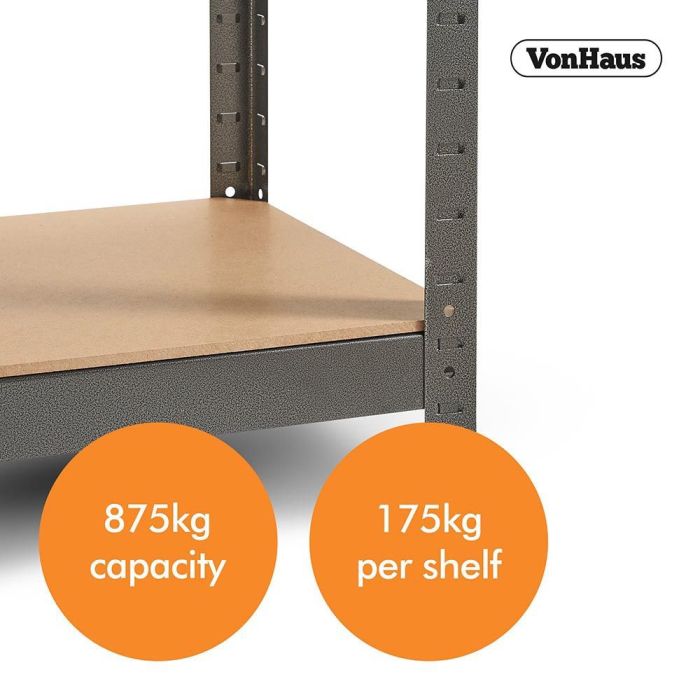 VonHaus 1.8m 5 polični regal HAMMERITE VonHaus 1.8m 5 polični regal HAMMERITE