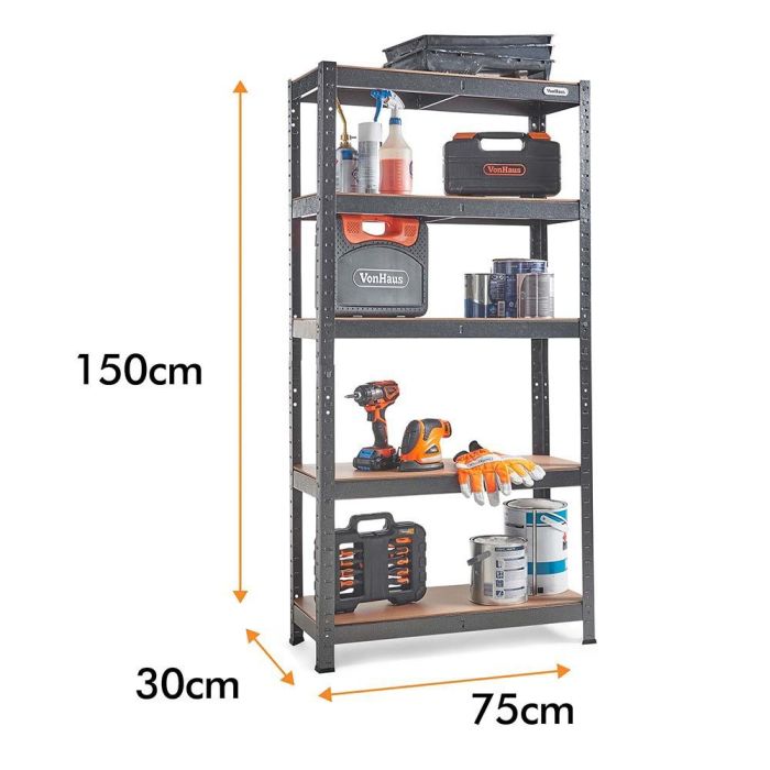 VonHaus 1.5m 5 polični regal HAMMERITE VonHaus 1.5m 5 polični regal HAMMERITE