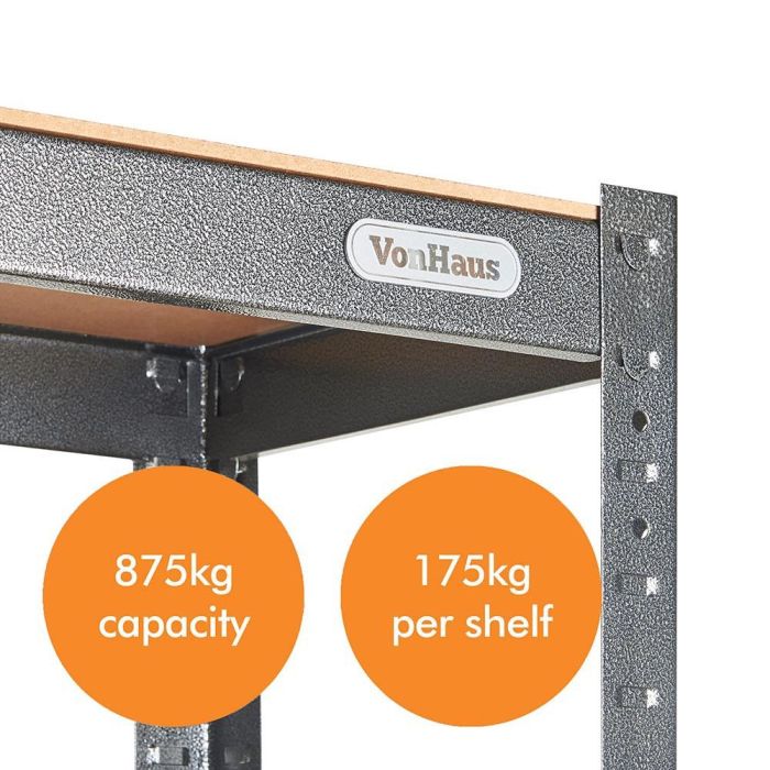 VonHaus 1.5m 5 polični regal HAMMERITE VonHaus 1.5m 5 polični regal HAMMERITE