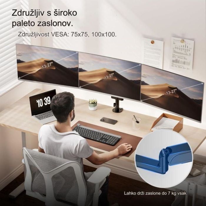 VonHaus trojni namizni nosilec do diagonale 27 plinska vzmet VonHaus trojni namizni nosilec do diagonale 27 plinska vzmet