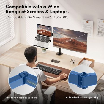 VonHaus dvojni namizni nosilec za monitor in prenosnik VonHaus dvojni namizni nosilec za monitor in prenosnik