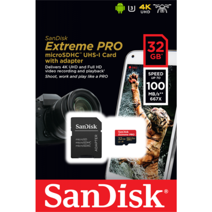 SanDisk 32GB Extreme Pro Micro SDHC A1 Class10 V30 UHS-I U3 spominska kartica SanDisk 32GB Extreme Pro Micro SDHC A1 Class10 V30 UHS-I U3 spominska kartica