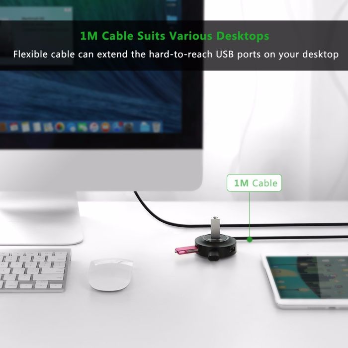 Ugreen USB 2.0 4 port HUB ČRN 1M - box Ugreen USB 2.0 4 port HUB ČRN 1M - box