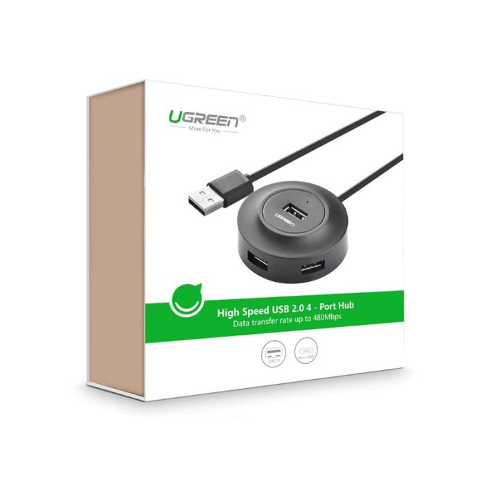 Ugreen USB 2.0 4 port HUB ČRN 1M - box Ugreen USB 2.0 4 port HUB ČRN 1M - box