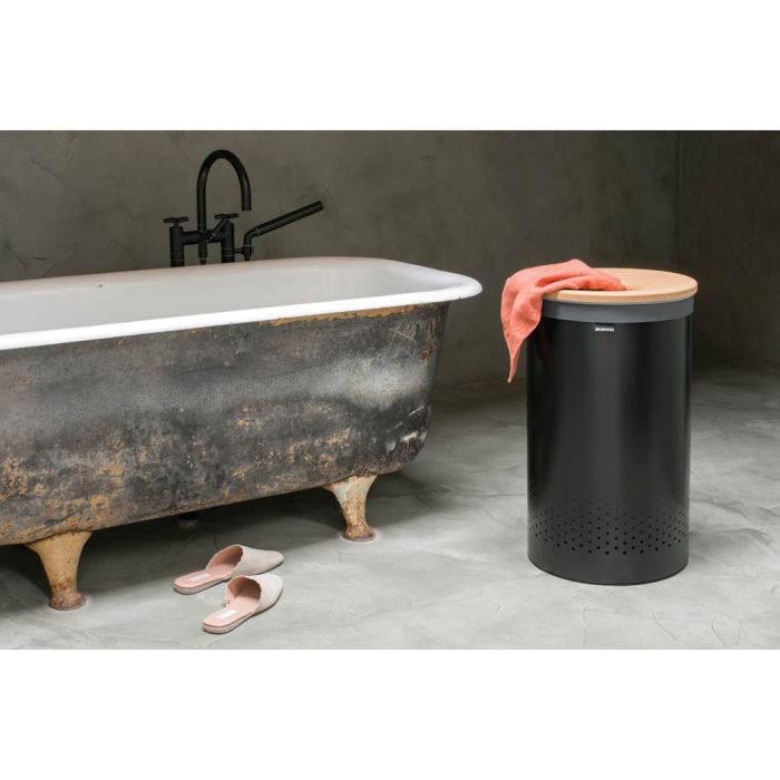 Brabantia koš za perilo 60L okrogel, črn Brabantia koš za perilo 60L okrogel, črn