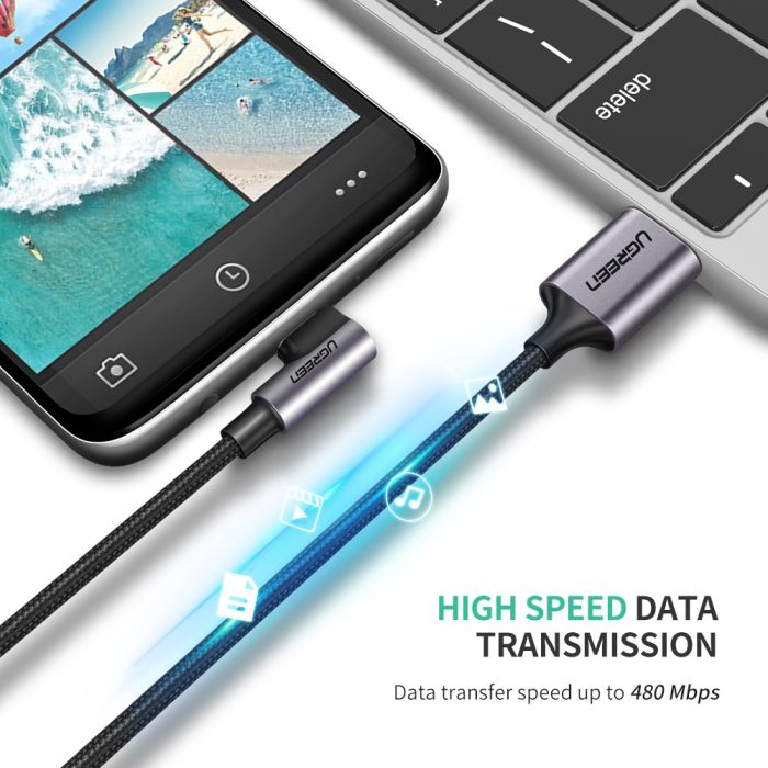 Ugreen USB A 2.0 na USB-C kotni kabel 1m - polybag Ugreen USB A 2.0 na USB-C kotni kabel 1m - polybag