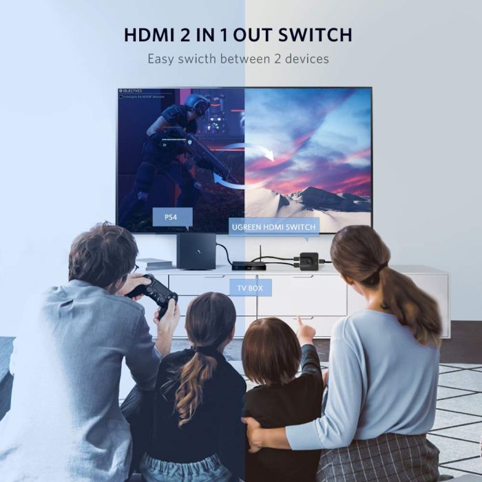 Ugreen HDMI 2.0 2x1 dvo smeren razdelilec, stikalo - box Ugreen HDMI 2.0 2x1 dvo smeren razdelilec, stikalo - box