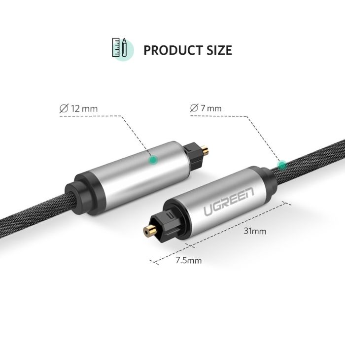 Ugreen Toslink optični kabel - pleten 3 m - box Ugreen Toslink optični kabel - pleten 3 m - box