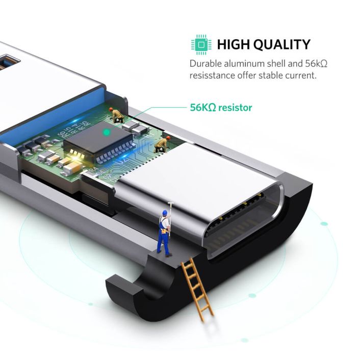 Ugreen USB 3.0-A na USB-C adapter siv - blister Ugreen USB 3.0-A na USB-C adapter siv - blister