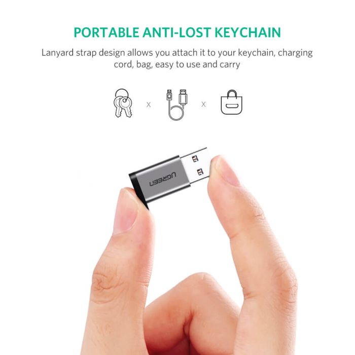 Ugreen USB 3.0-A na USB-C adapter siv - blister Ugreen USB 3.0-A na USB-C adapter siv - blister