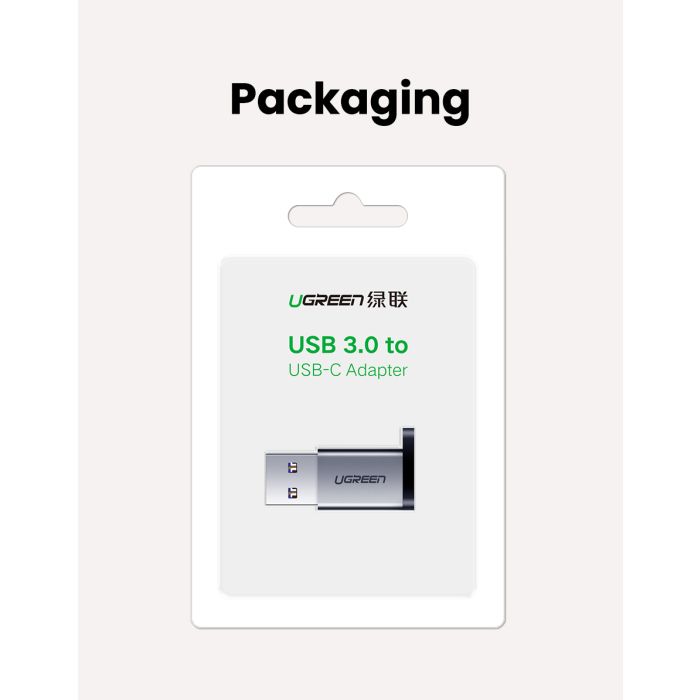 Ugreen USB 3.0-A na USB-C adapter siv - blister Ugreen USB 3.0-A na USB-C adapter siv - blister