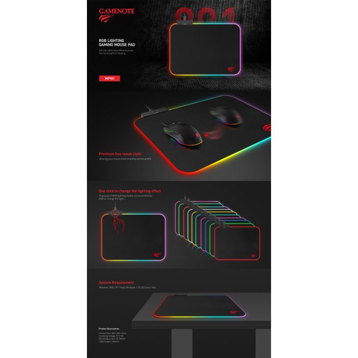 HAVIT Gamenote LED podloga za miško HV-MP901 HAVIT Gamenote LED podloga za miško HV-MP901