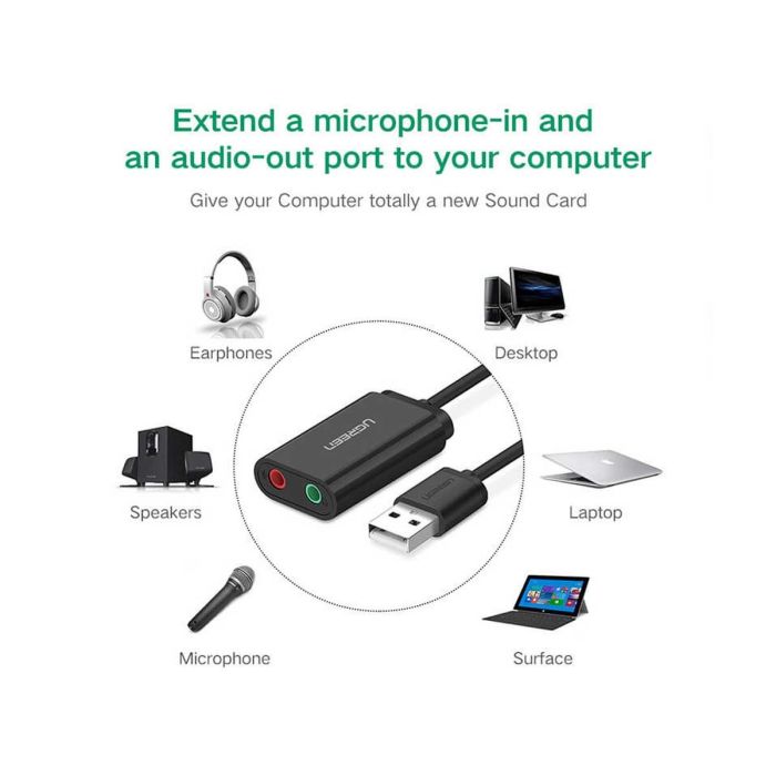 Ugreen USB 2.0 na 3.5mm avdio adapter - box Ugreen USB 2.0 na 3.5mm avdio adapter - box