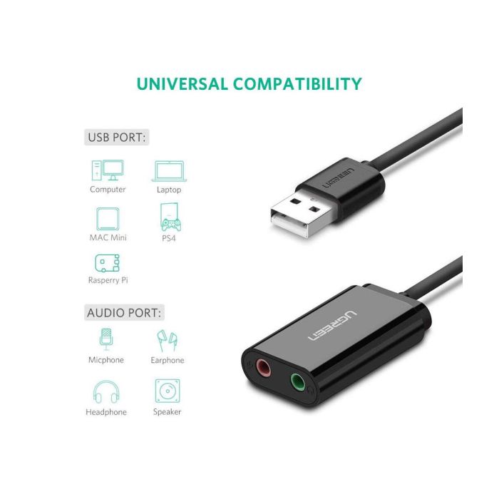 Ugreen USB 2.0 na 3.5mm avdio adapter - box Ugreen USB 2.0 na 3.5mm avdio adapter - box