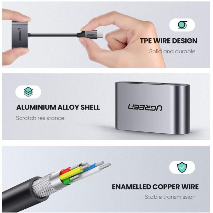 UGREEN USB-C v dvojni USB-C Adapter 2v1 - box UGREEN USB-C v dvojni USB-C Adapter 2v1 - box
