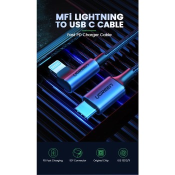 Ugreen MFI kotni kabel USB-C na Lightning 1,5m - box Ugreen MFI kotni kabel USB-C na Lightning 1,5m - box
