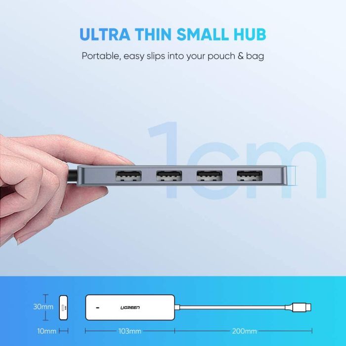 Ugreen Hub USB-C 4 portni - box Ugreen Hub USB-C 4 portni - box