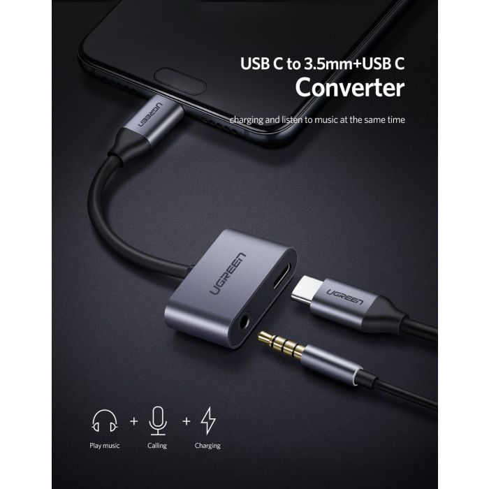 Ugreen USB-C na 3.5mm + USB-C Hub Adapter - box Ugreen USB-C na 3.5mm + USB-C Hub Adapter - box