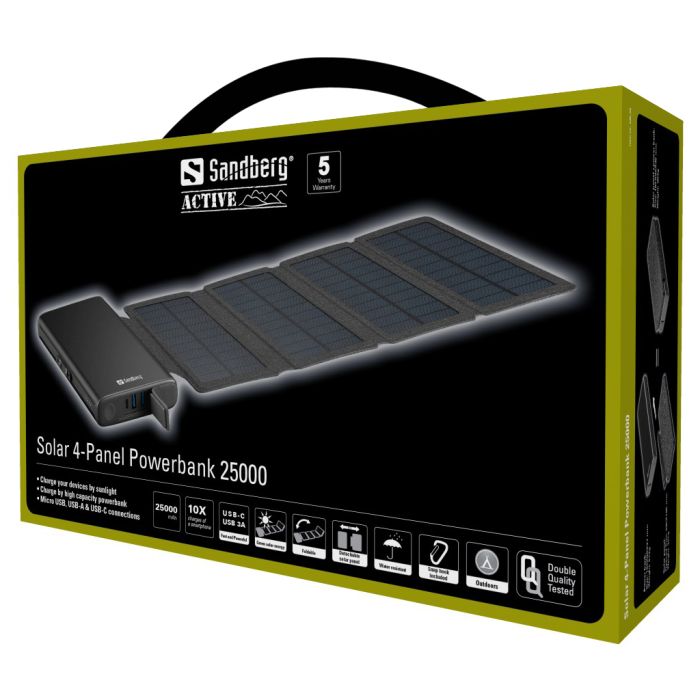 Sandberg 4 panelna solarna prenosna baterija 25.000 mAh Sandberg 4 panelna solarna prenosna baterija 25.000 mAh