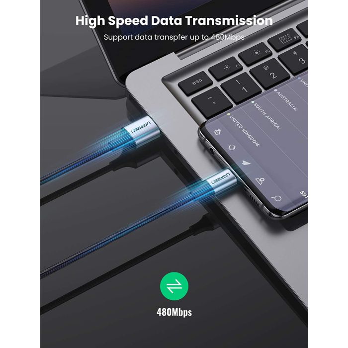 UGREEN USB 2.0 A na USB-C kabel 2m (črn) - polybag UGREEN USB 2.0 A na USB-C kabel 2m (črn) - polybag