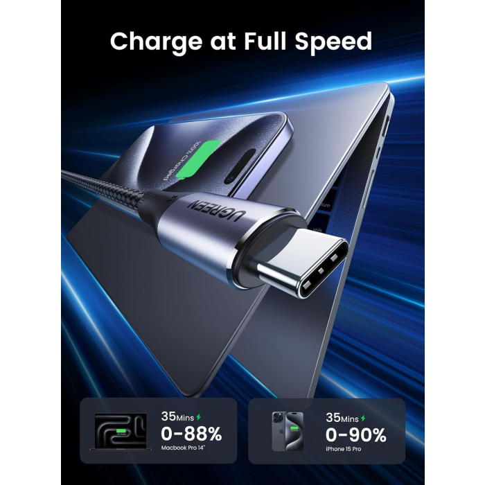 UGREEN USB-C 3.1 Gen2 10Gbps kabel 240W 1m (črn) UGREEN USB-C 3.1 Gen2 10Gbps kabel 240W 1m (črn)