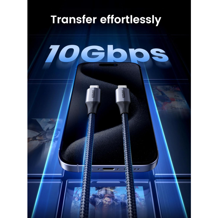 UGREEN USB-C 3.1 Gen2 10Gbps kabel 240W 1m (črn) UGREEN USB-C 3.1 Gen2 10Gbps kabel 240W 1m (črn)