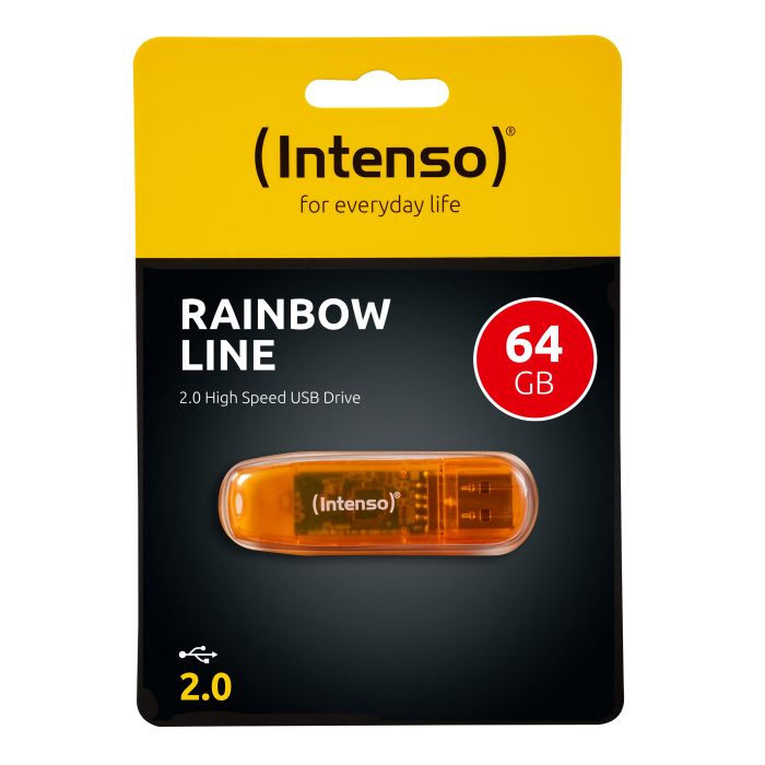 Intenso 64GB Rainbow Line USB 2.0 spominski ključek - Oranžen Intenso 64GB Rainbow Line USB 2.0 spominski ključek - Oranžen