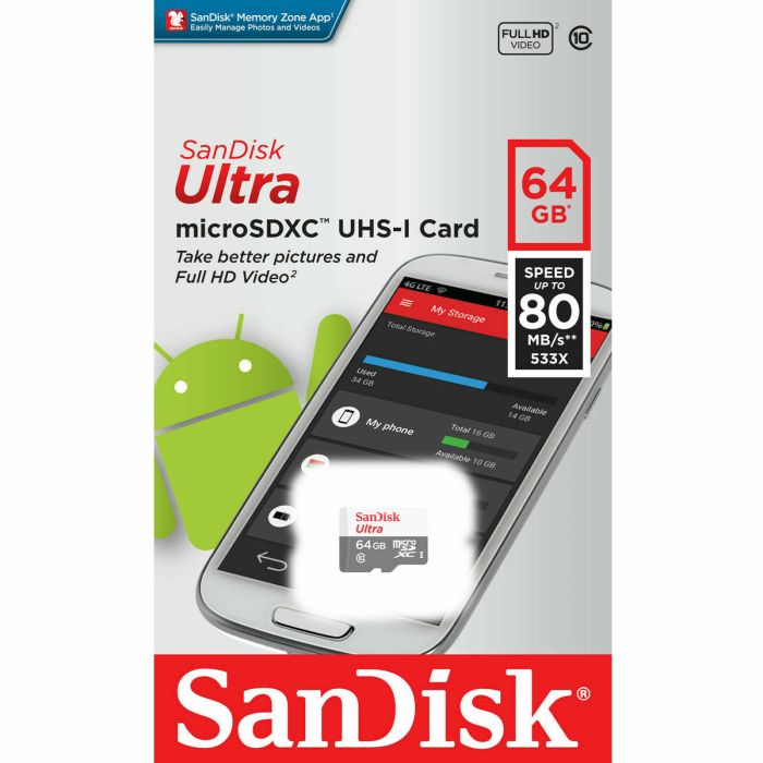 SanDisk 64GB Ultra microSDXC 100MB/s Class 10 UHS-I SanDisk 64GB Ultra microSDXC 100MB/s Class 10 UHS-I