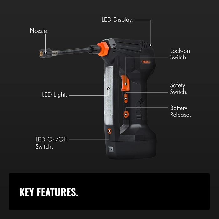VonHaus 12V polnilec pnevmatik z digitalnim merilcem tlaka VonHaus 12V polnilec pnevmatik z digitalnim merilcem tlaka