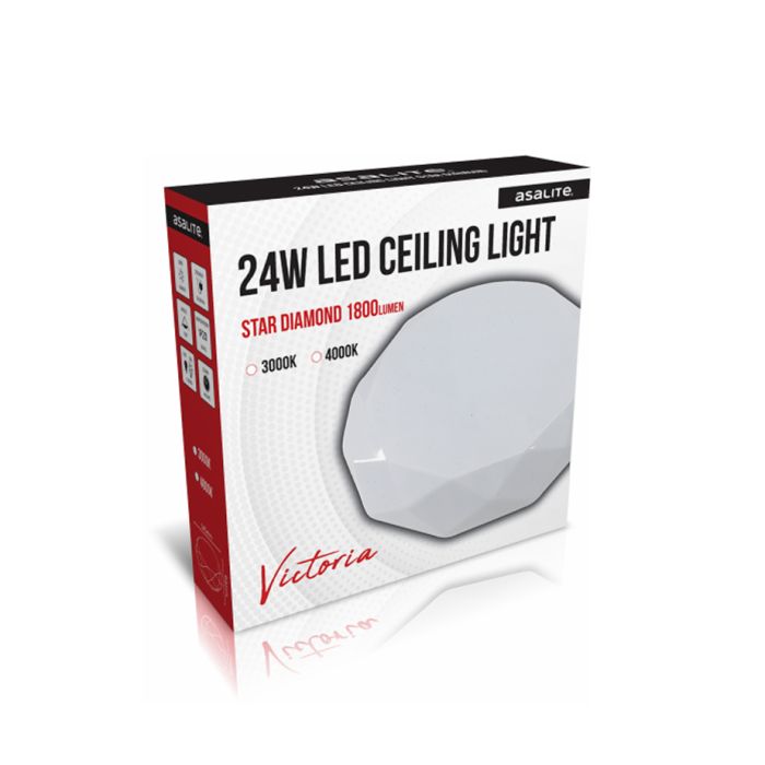 Stropna LED luč, diamant, 24W STAR, 3000K, 1800lm Stropna LED luč, diamant, 24W STAR, 3000K, 1800lm