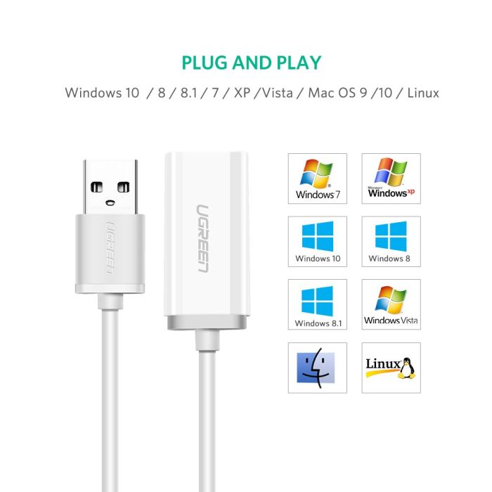 Ugreen adapter za zvok USB-A na 3.5 mm Aux Bel - box Ugreen adapter za zvok USB-A na 3.5 mm Aux Bel - box