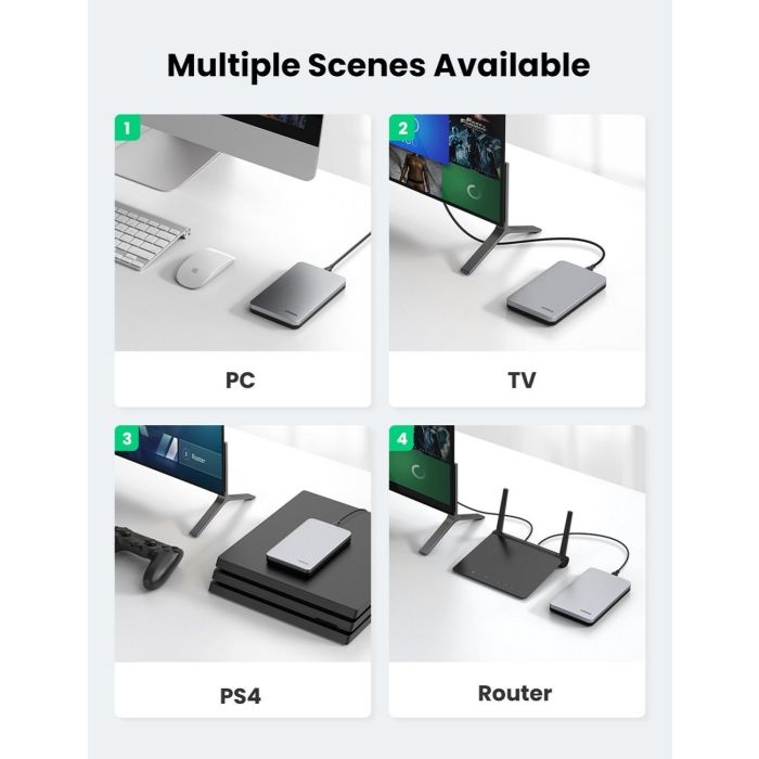 Ugreen 2.5 SATA ohišje za disk srebrn + USB-C-USB-A kabel - box Ugreen 2.5 SATA ohišje za disk srebrn + USB-C-USB-A kabel - box