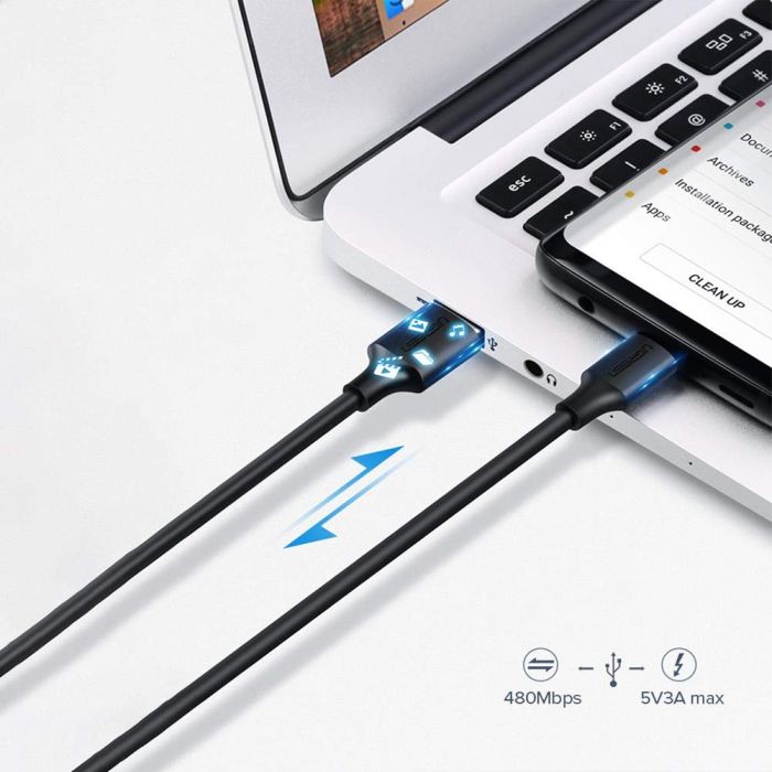 UGREEN USB-A 2.0 na USB-C kabel 1.5m (črn) - polybag UGREEN USB-A 2.0 na USB-C kabel 1.5m (črn) - polybag