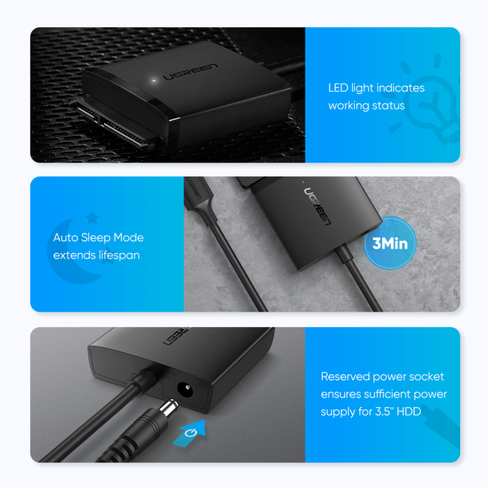 Ugreen USB 3.0 na SATA Adapter za trdi disk - box Ugreen USB 3.0 na SATA Adapter za trdi disk - box